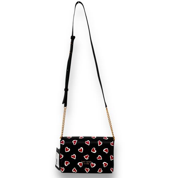 Kate Spade Morgan Stencil Hearts Embossed Saffiano Leather Chain Wallet Purse - Picture 1 of 9